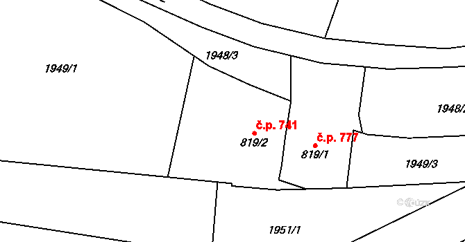 Lipník nad Bečvou I-Město 741, Lipník nad Bečvou na parcele st. 819/2 v KÚ Lipník nad Bečvou, Katastrální mapa