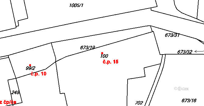 Oškobrh 15, Opolany na parcele st. 100 v KÚ Oškobrh, Katastrální mapa