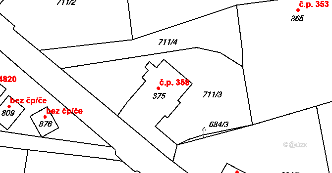 Kokonín 358, Jablonec nad Nisou na parcele st. 375 v KÚ Kokonín, Katastrální mapa