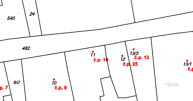 Podolí 10, Rožďalovice na parcele st. 11 v KÚ Podolí u Rožďalovic, Katastrální mapa