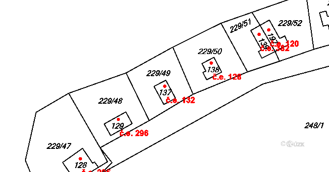 Hostěradice 132, Kamenný Přívoz na parcele st. 137 v KÚ Hostěradice, Katastrální mapa