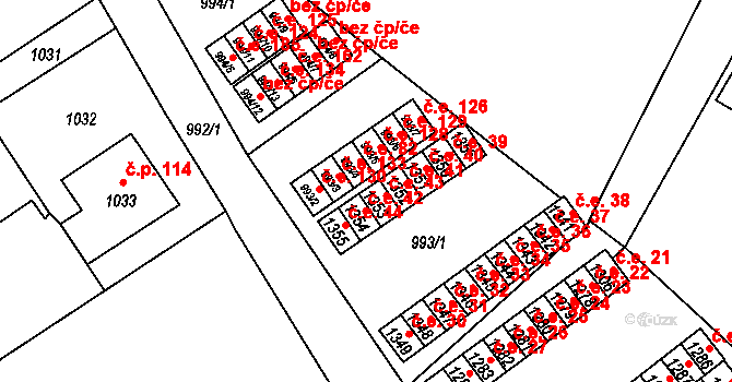 Zastávka 43 na parcele st. 1353 v KÚ Zastávka, Katastrální mapa
