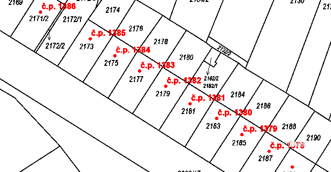 Vracov 1382 na parcele st. 2179 v KÚ Vracov, Katastrální mapa