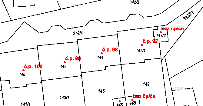Edrovice 98, Rýmařov na parcele st. 144 v KÚ Edrovice, Katastrální mapa