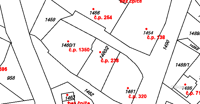 Rýmařov 238 na parcele st. 1460/2 v KÚ Rýmařov, Katastrální mapa