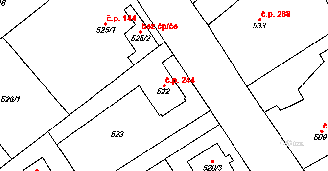Krmelín 244 na parcele st. 522/1 v KÚ Krmelín, Katastrální mapa