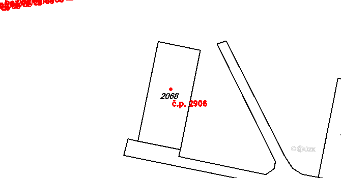 Kladno 2906 na parcele st. 2068 v KÚ Kladno, Katastrální mapa