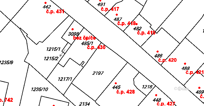 Brandýs nad Labem 429, Brandýs nad Labem-Stará Boleslav na parcele st. 444 v KÚ Brandýs nad Labem, Katastrální mapa