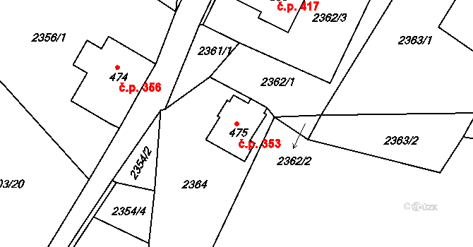 Horní Rokytnice 353, Rokytnice nad Jizerou na parcele st. 475 v KÚ Horní Rokytnice nad Jizerou, Katastrální mapa