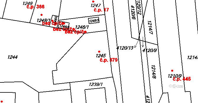 Podmoklice 379, Semily na parcele st. 1245 v KÚ Semily, Katastrální mapa