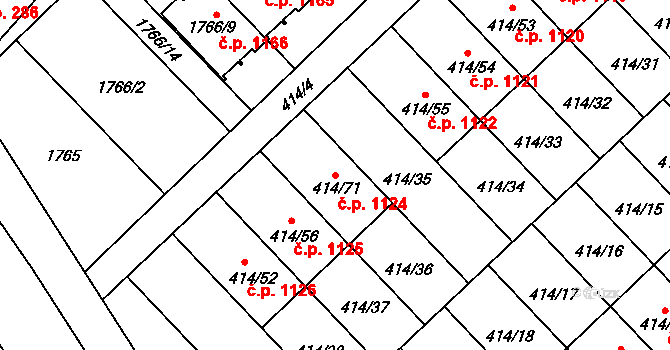 Poruba 1124, Orlová na parcele st. 414/71 v KÚ Poruba u Orlové, Katastrální mapa
