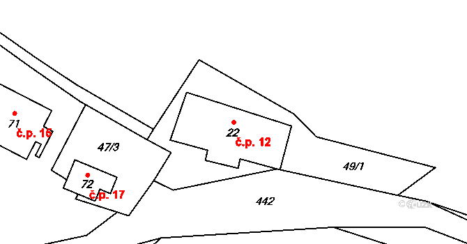 Nicov 12 na parcele st. 22 v KÚ Nicov, Katastrální mapa