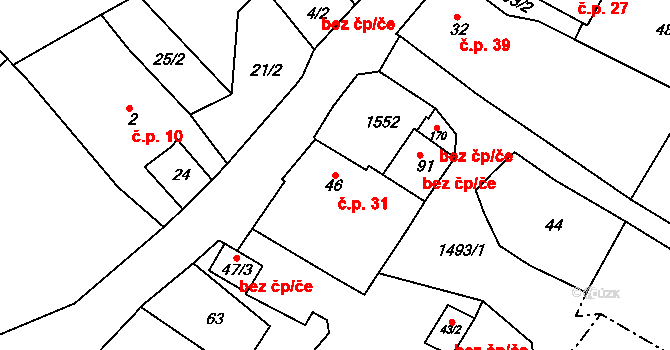 Habrovany 31 na parcele st. 46 v KÚ Habrovany u Řehlovic, Katastrální mapa
