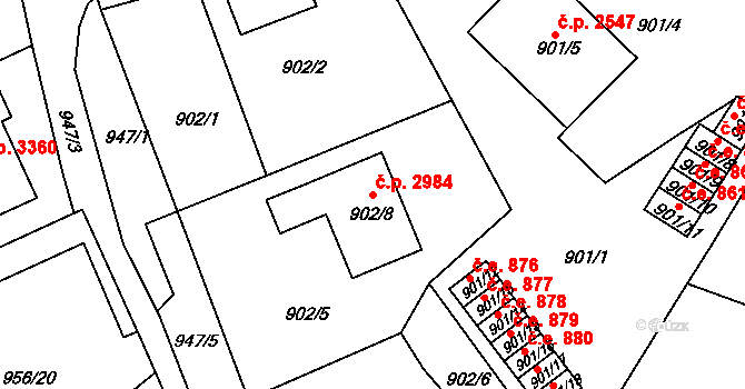 Ústí nad Labem-centrum 2984, Ústí nad Labem na parcele st. 902/8 v KÚ Ústí nad Labem, Katastrální mapa