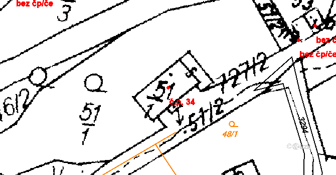Hejnice 34 na parcele st. 51/1 v KÚ Hejnice u Žamberka, Katastrální mapa