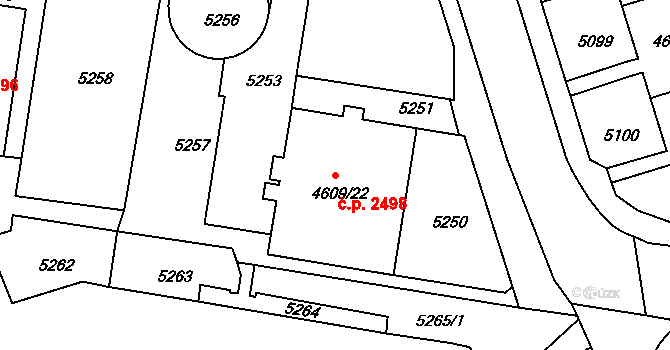 Královo Pole 2498, Brno na parcele st. 4609/22 v KÚ Královo Pole, Katastrální mapa