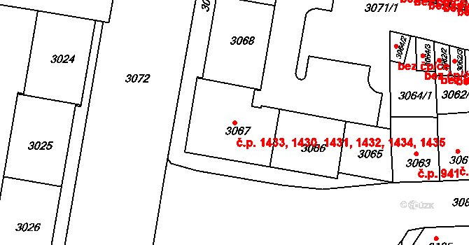 Sokolov 1430,1431,1432,1433, na parcele st. 3067 v KÚ Sokolov, Katastrální mapa