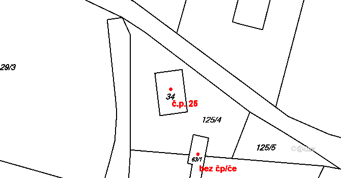 Bečov 25, Blatno na parcele st. 34 v KÚ Bečov, Katastrální mapa