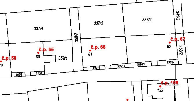 Stříbřec 66 na parcele st. 81 v KÚ Stříbřec, Katastrální mapa