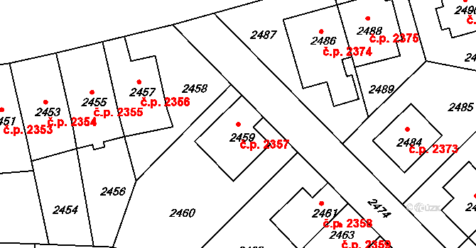 Žižkov 2357, Praha na parcele st. 2459 v KÚ Žižkov, Katastrální mapa