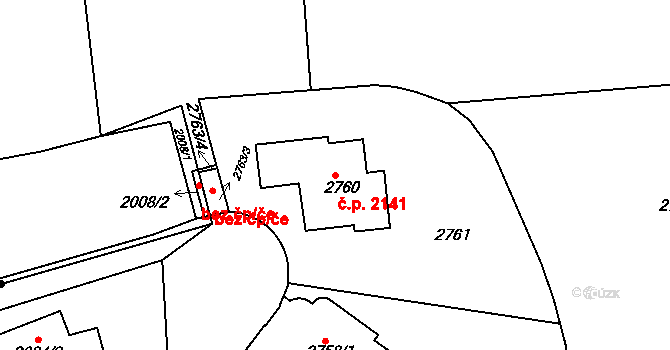 Smíchov 2141, Praha na parcele st. 2760 v KÚ Smíchov, Katastrální mapa