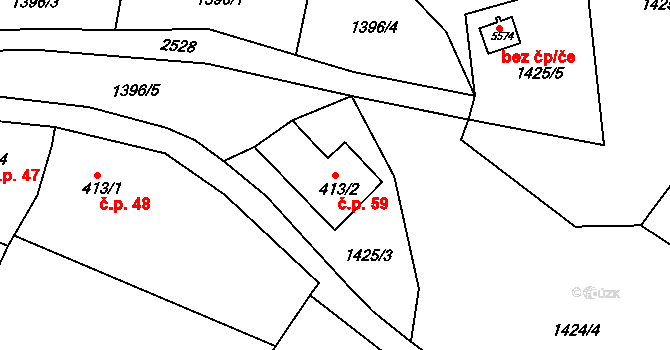 Kryblice 59, Trutnov na parcele st. 413/2 v KÚ Trutnov, Katastrální mapa