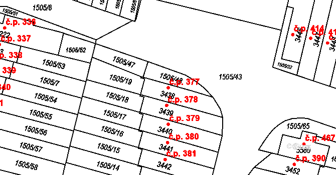 Kryblice 377, Trutnov na parcele st. 3438 v KÚ Trutnov, Katastrální mapa