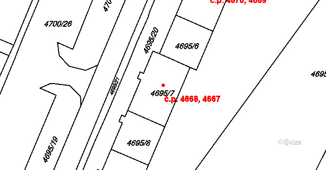 Chomutov 4667,4668 na parcele st. 4695/8 v KÚ Chomutov I, Katastrální mapa
