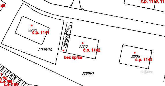 Jirkov 1142 na parcele st. 2237 v KÚ Jirkov, Katastrální mapa
