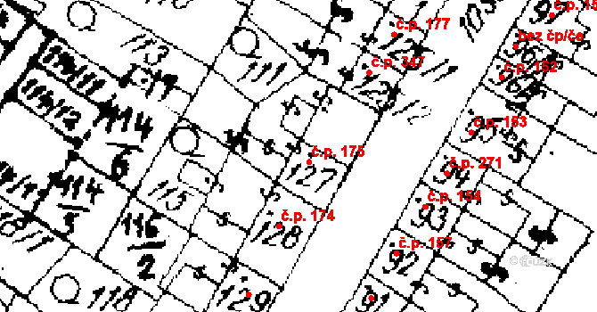 Žiželice 175 na parcele st. 127 v KÚ Žiželice nad Cidlinou, Katastrální mapa