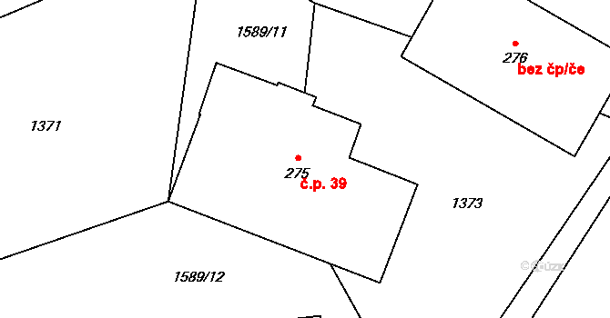 Kvasín 39, Tisovec na parcele st. 275 v KÚ Kvasín, Katastrální mapa