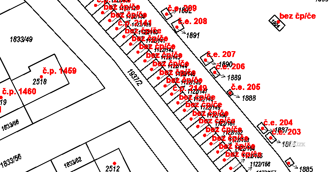 Uničov 2148 na parcele st. 1122/145 v KÚ Uničov, Katastrální mapa