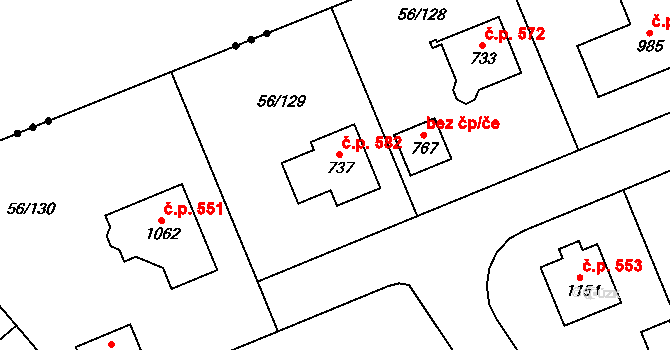 Hovorčovice 582 na parcele st. 737 v KÚ Hovorčovice, Katastrální mapa