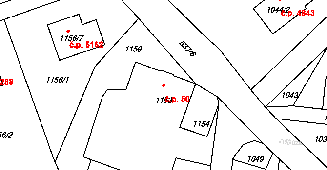 Proseč nad Nisou 50, Jablonec nad Nisou na parcele st. 1153 v KÚ Proseč nad Nisou, Katastrální mapa