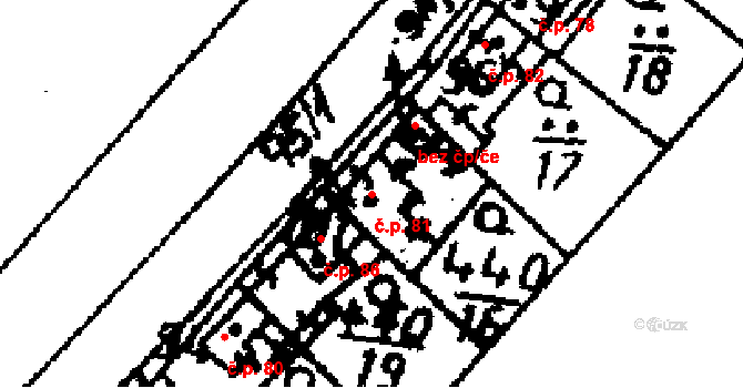 Jemníky 81 na parcele st. 95/1 v KÚ Jemníky, Katastrální mapa