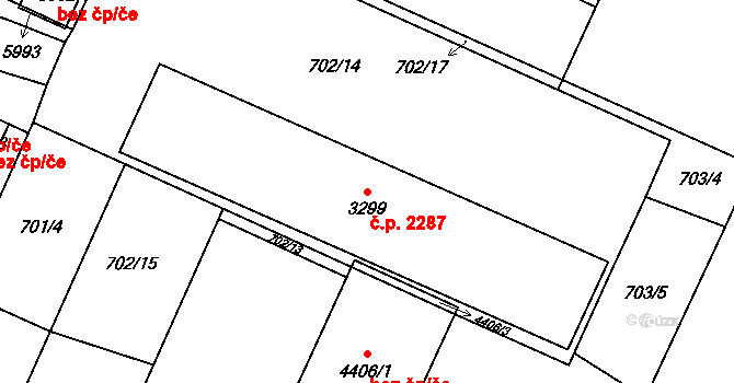 Dvůr Králové nad Labem 2287 na parcele st. 3299 v KÚ Dvůr Králové nad Labem, Katastrální mapa