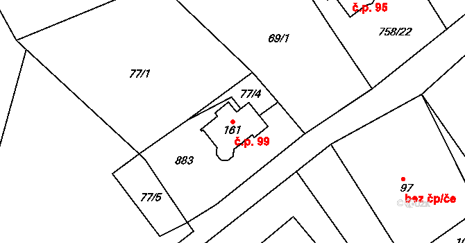 Milíkov 99 na parcele st. 161 v KÚ Milíkov u Mariánských Lázní, Katastrální mapa