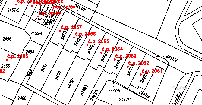 Předměstí 2054, Litoměřice na parcele st. 2448/2 v KÚ Litoměřice, Katastrální mapa