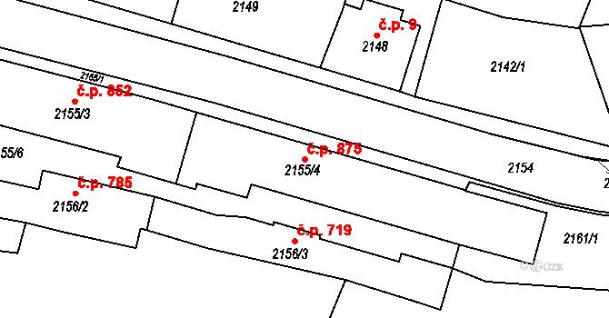 Smržovka 875 na parcele st. 2155/4 v KÚ Smržovka, Katastrální mapa