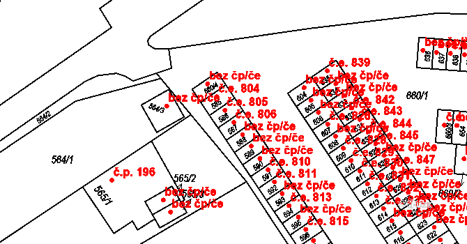 Kopřivnice 806 na parcele st. 587 v KÚ Kopřivnice, Katastrální mapa