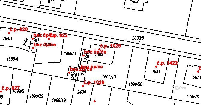 Vlašim 1028 na parcele st. 1063 v KÚ Vlašim, Katastrální mapa