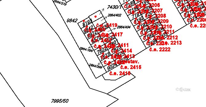Hodonín 2422 na parcele st. 7823 v KÚ Hodonín, Katastrální mapa