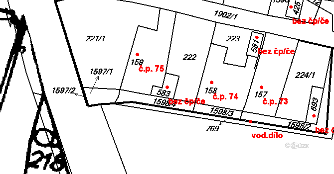 Hrochův Týnec 38029961 na parcele st. 583 v KÚ Hrochův Týnec, Katastrální mapa
