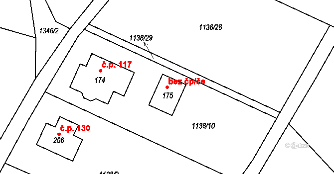 Brtnice 38686961 na parcele st. 175 v KÚ Střížov, Katastrální mapa