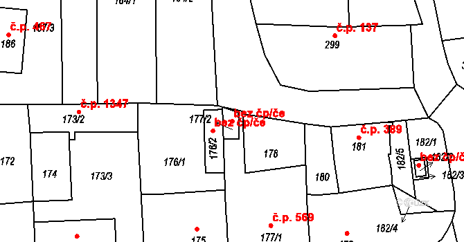 Třešť 38692961 na parcele st. 177/2 v KÚ Třešť, Katastrální mapa