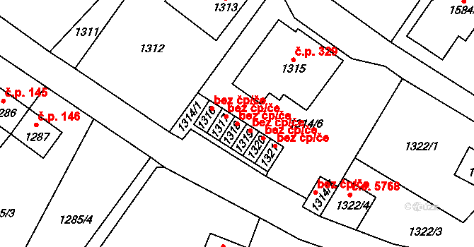 Ústí nad Labem 38819961 na parcele st. 1318 v KÚ Brná nad Labem, Katastrální mapa