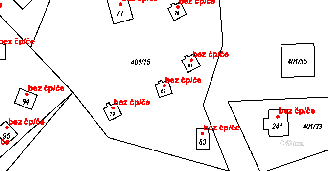 Týn nad Vltavou 40528961 na parcele st. 80 v KÚ Nuzice, Katastrální mapa