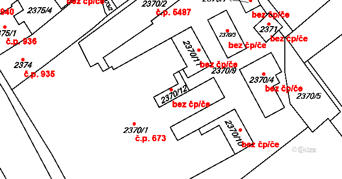 Chomutov 40980961 na parcele st. 2370/12 v KÚ Chomutov I, Katastrální mapa