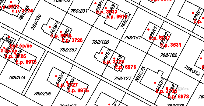 Zlín 3728 na parcele st. 4491/1 v KÚ Zlín, Katastrální mapa