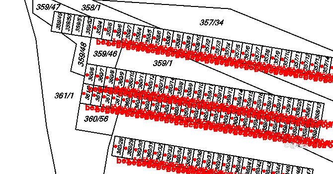 Rousínov 110 na parcele st. 360/14 v KÚ Rousínov u Vyškova, Katastrální mapa